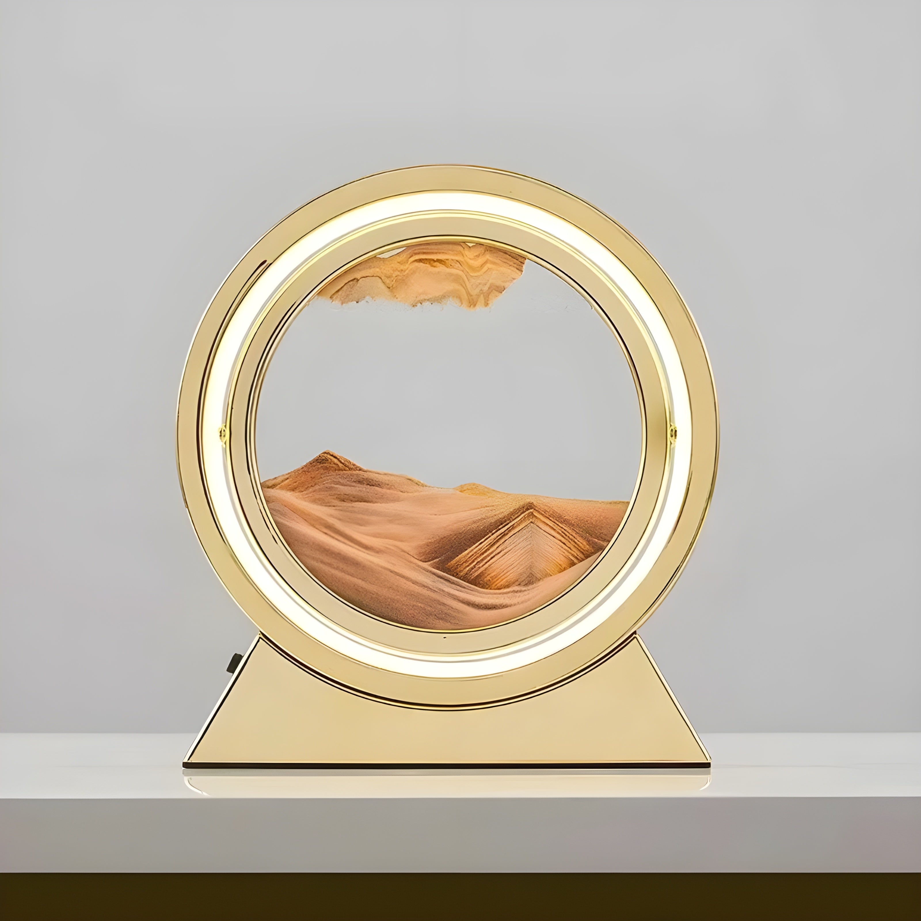 Sandbildslampa – LED-bordslampa med 3D sandmotiv | Avkopplande dekoration för vardagsrum och kontor