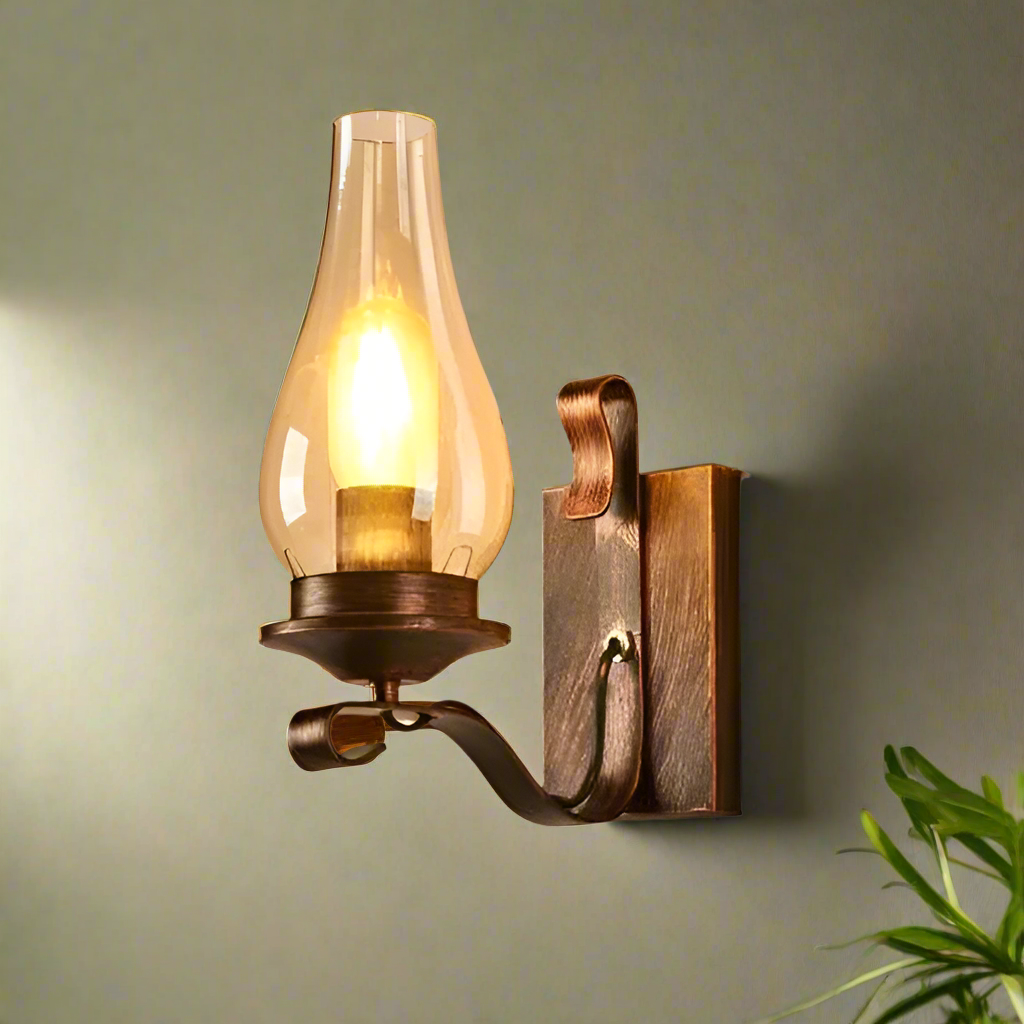 Retro industriell järn vägglampa