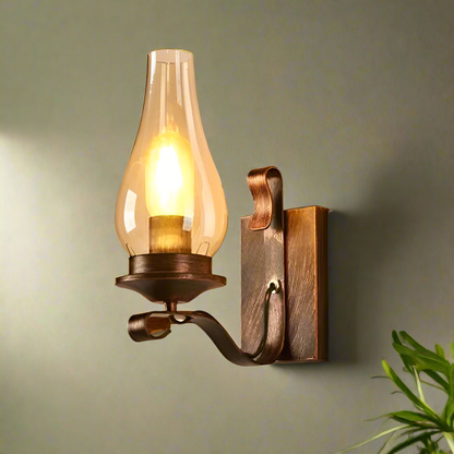 Retro industriell järn vägglampa