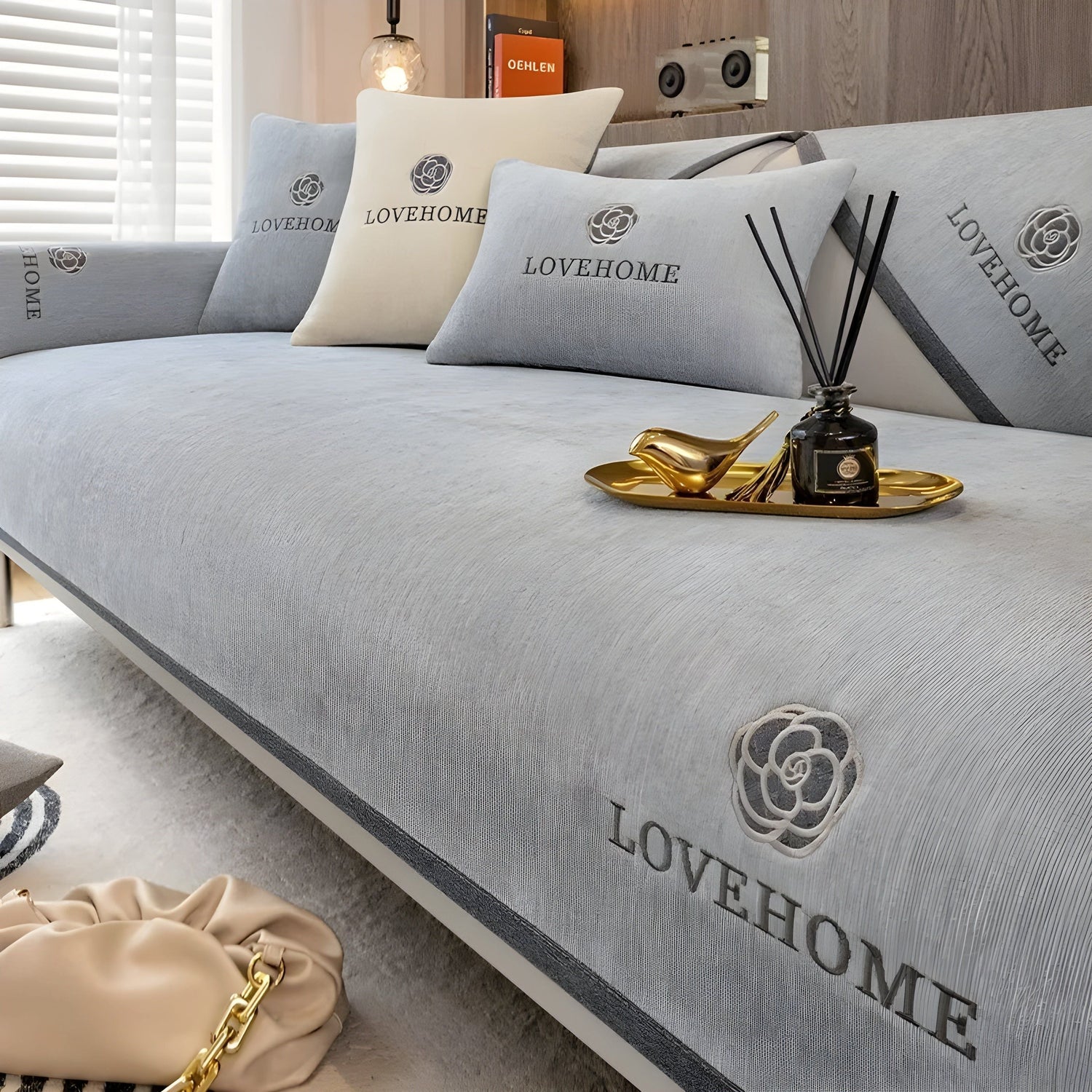 LuxeWrap Sofabeklädnad - Modern, Rutschskydd Sofakudsskydd