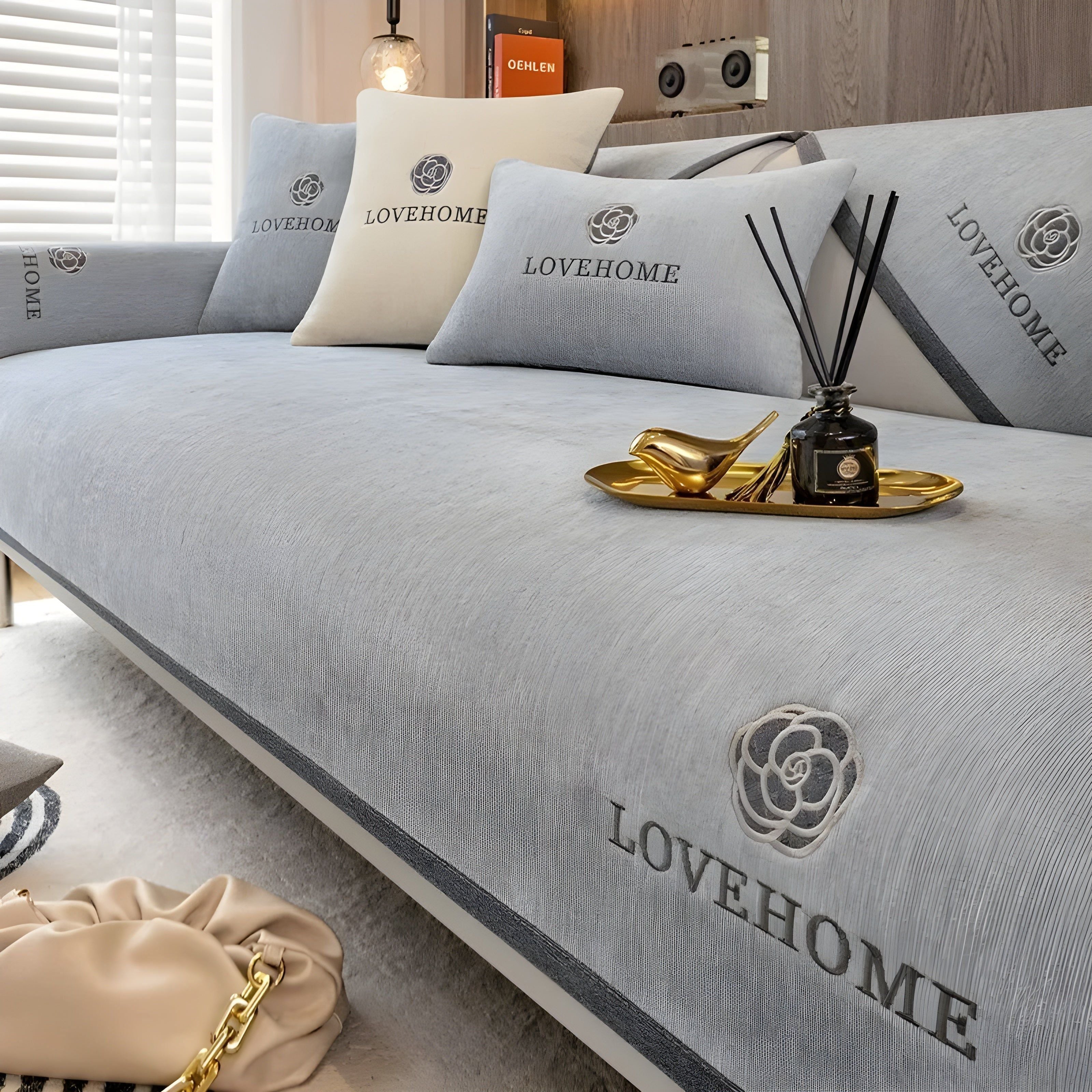 LuxeWrap Sofabeklädnad - Modern, Rutschskydd Sofakudsskydd