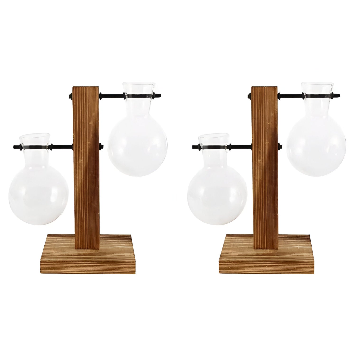 GlassHaven Vase – Hydroponiskt glasbehållare med trästativ