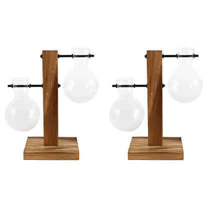 GlassHaven Vase – Hydroponiskt glasbehållare med trästativ