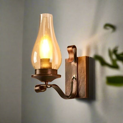 Retro industriell järn vägglampa