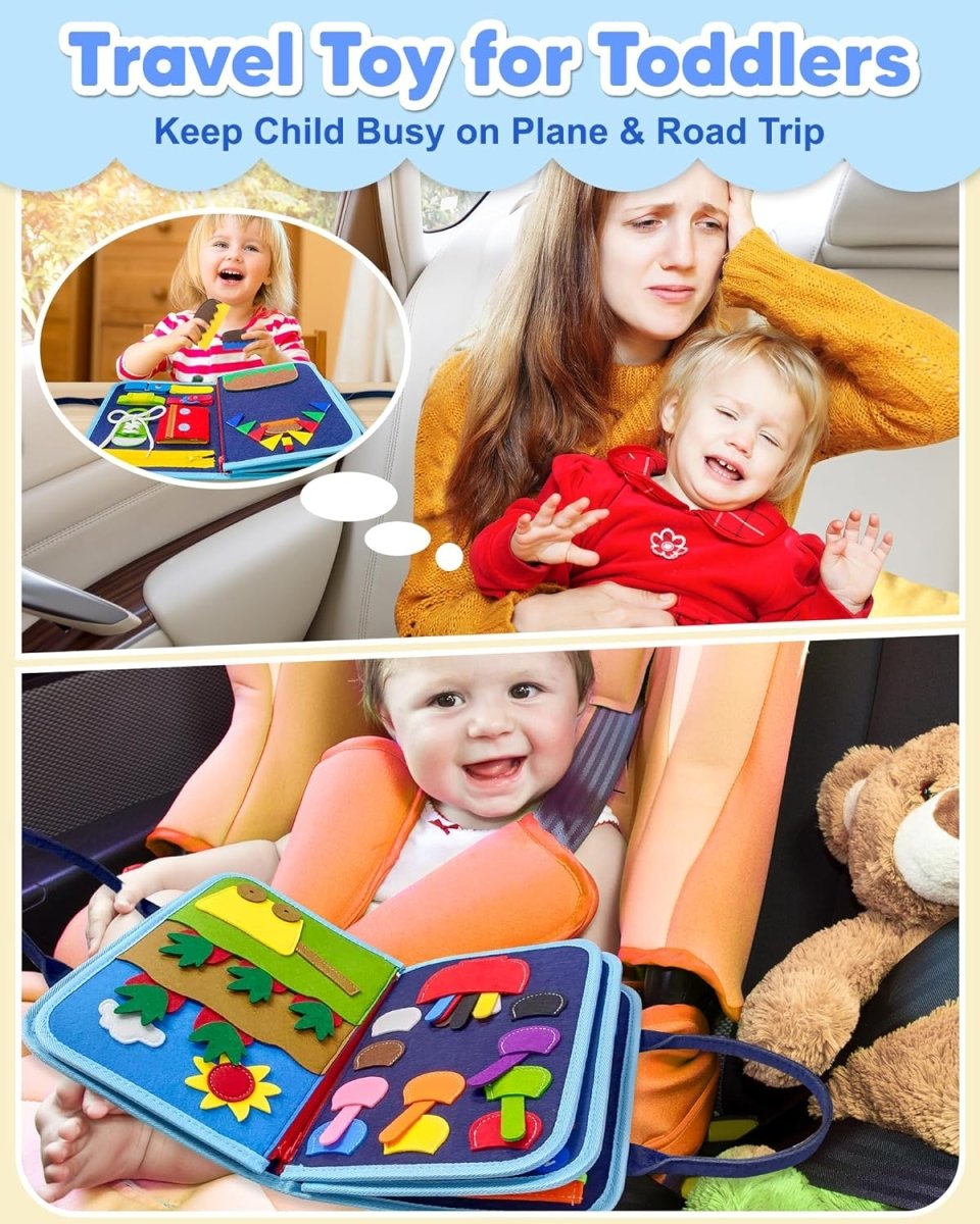 Mindzip Aktivitetstavla - Montessori-aktivitetsbräde för spädbarn med 8 interaktiva lärsidor