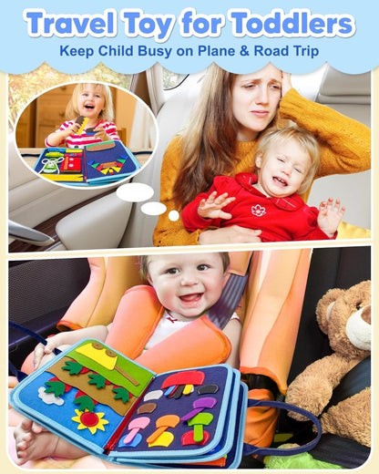 Mindzip Aktivitetstavla - Montessori-aktivitetsbräde för spädbarn med 8 interaktiva lärsidor