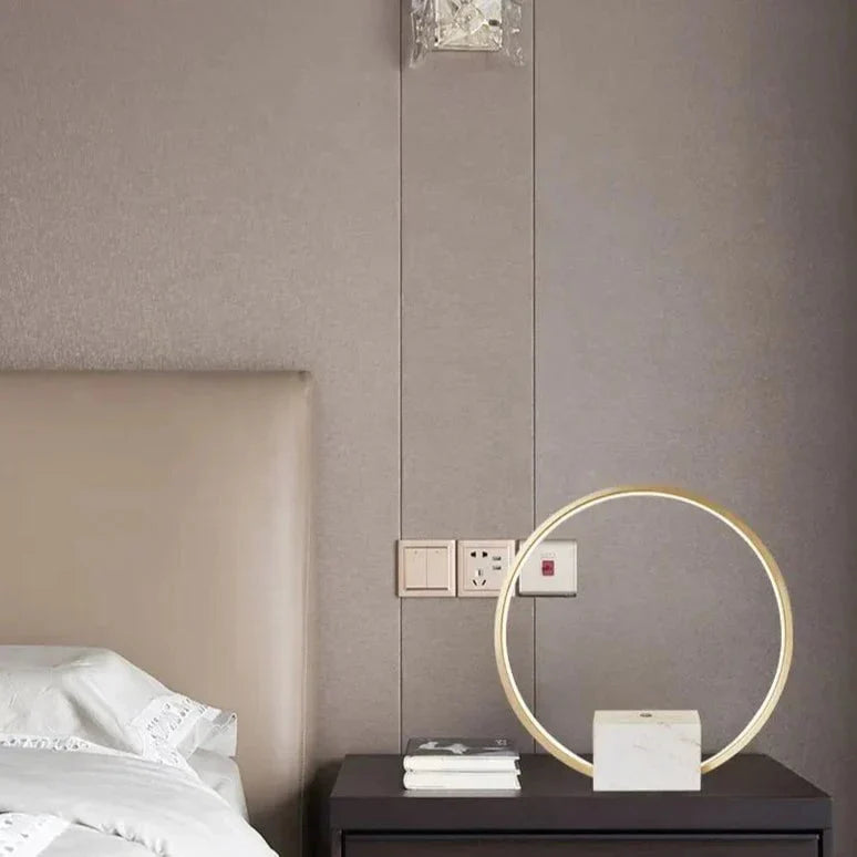 Minimalistisk Ambient Koppar Marmor Lampa - Vit Guld