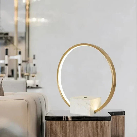 Minimalistisk Ambient Koppar Marmor Lampa - Vit Guld