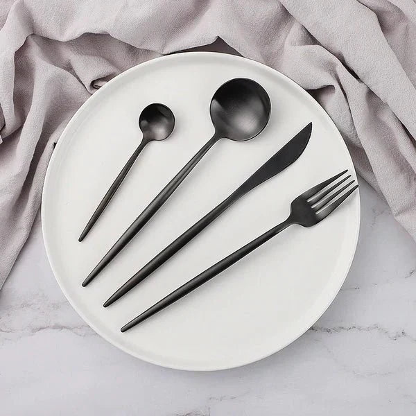 VédaTable 24-delars middagsset - Modern elegans i rostfritt stål