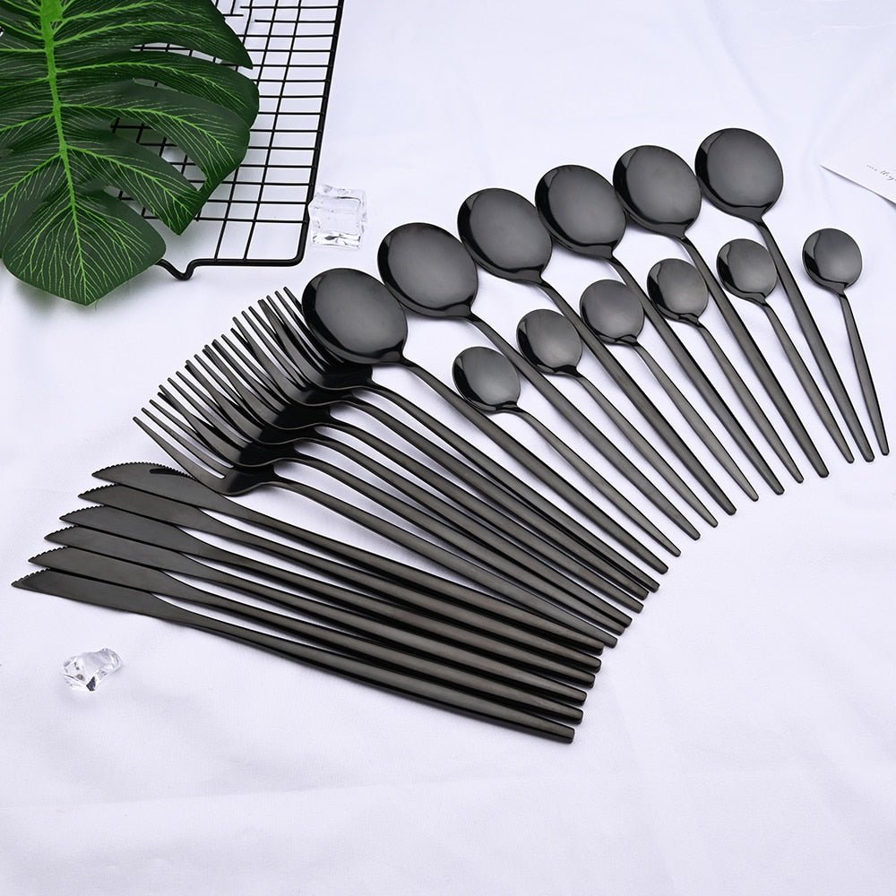 LuxeSet – Lyxig Minimalistisk 24-delars Rostfritt Stål Servis