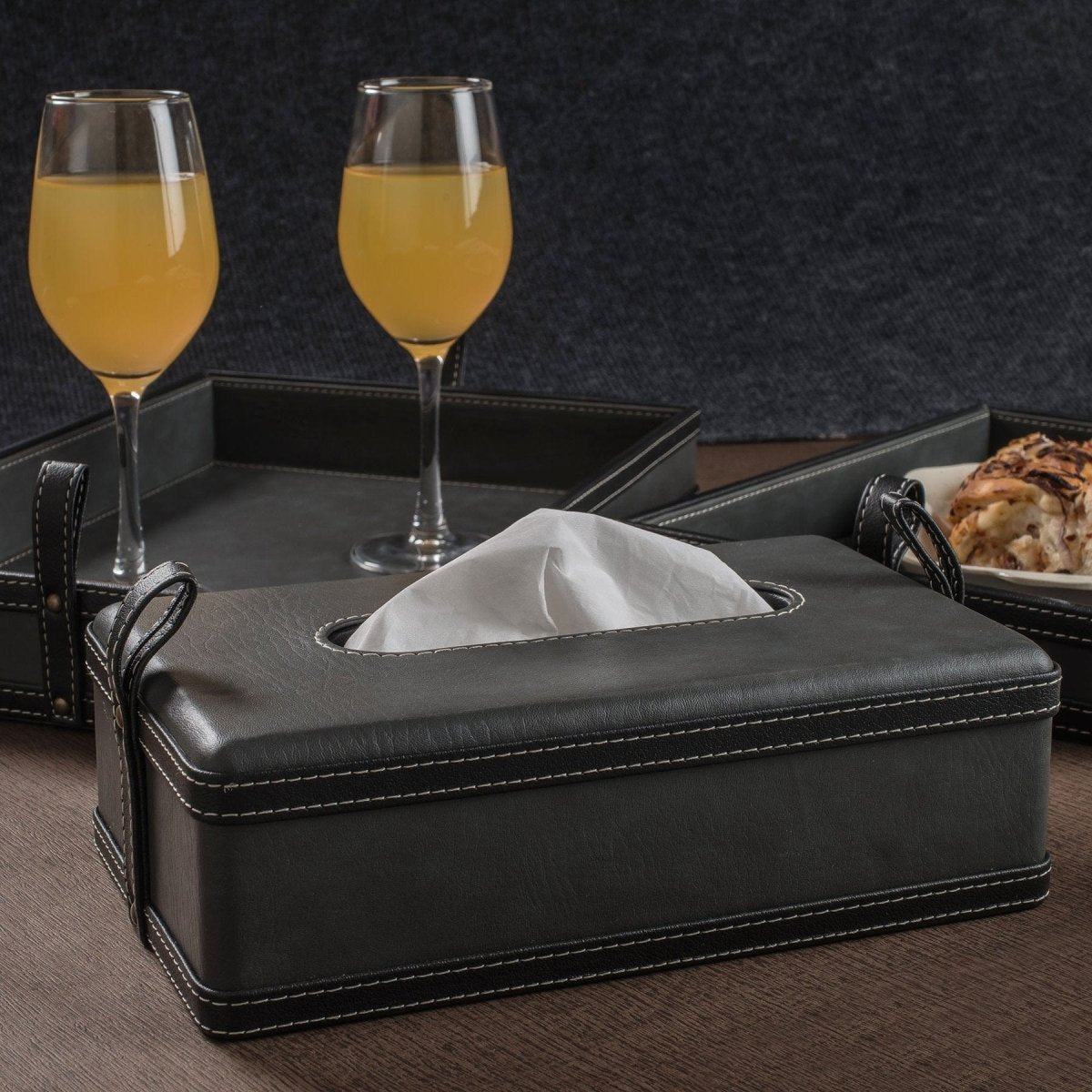 MODERNCASE – handgjord vävnadsbox i konstläder för hemmet och kontoret