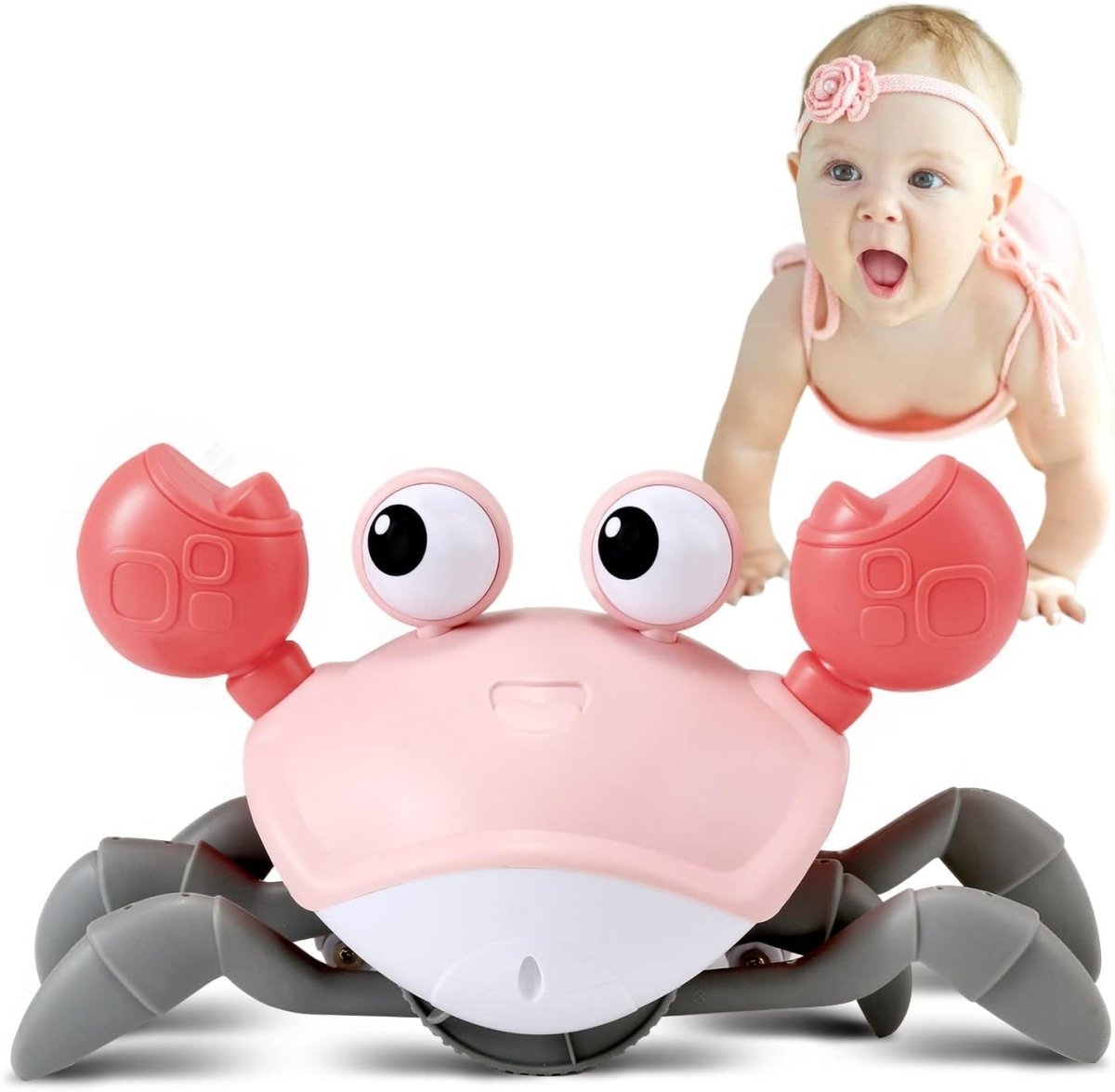 Moveecrab Krypande Leksak - Interaktivt Babys leksak med musik, ljus och rörelsesensor