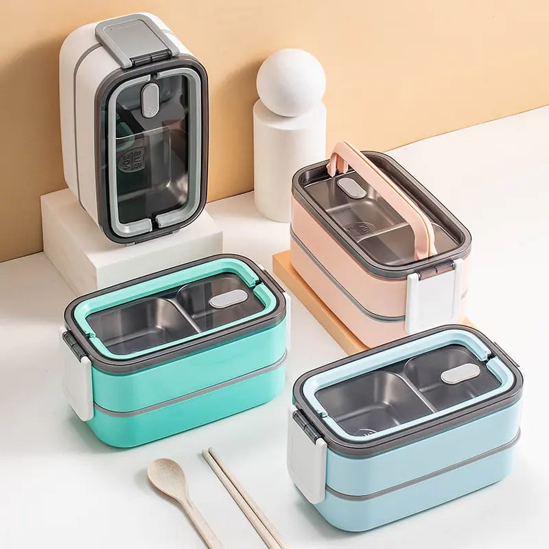 2-lagers rostfri stål Bento-lunchbox med lock