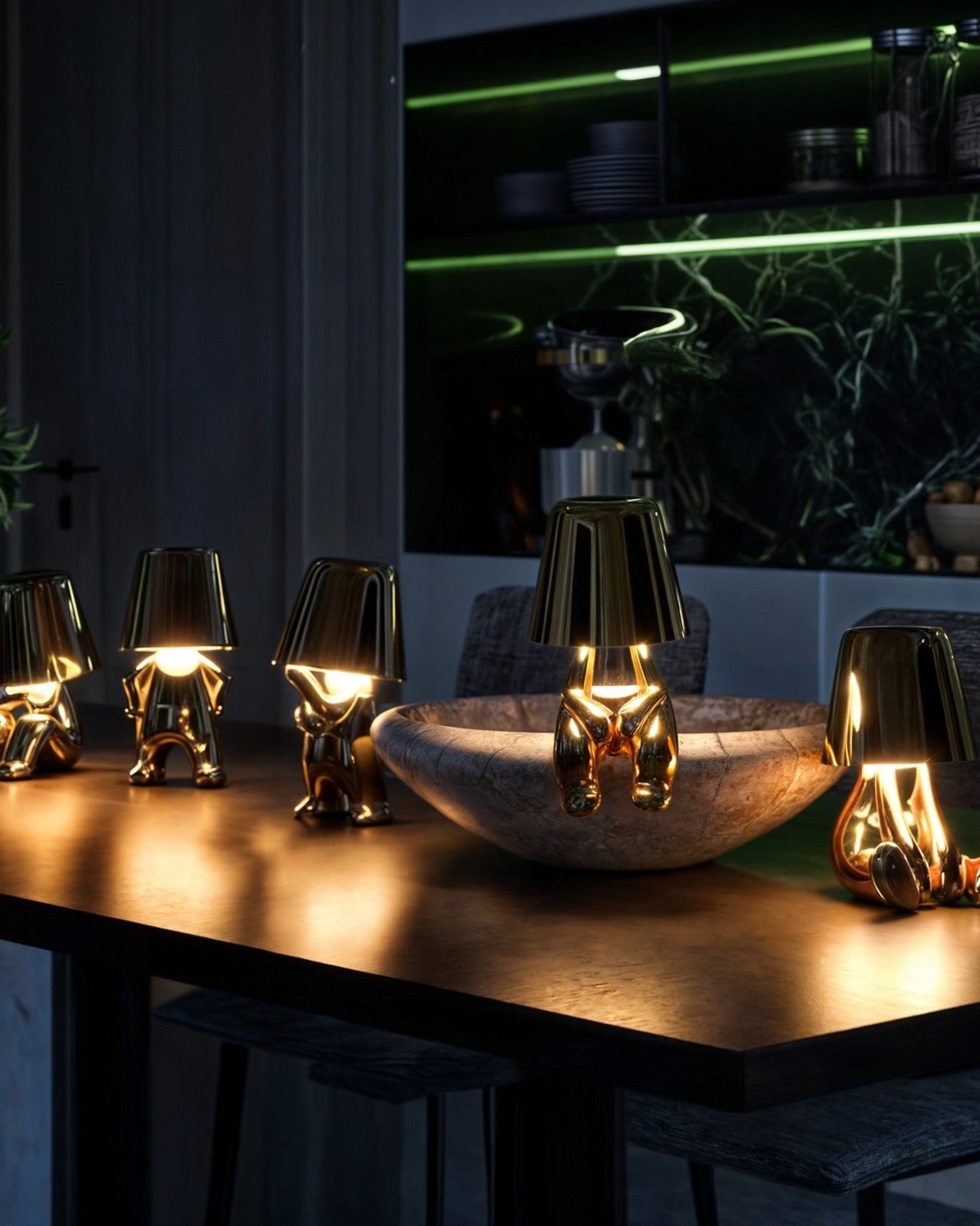 Guld USB uppladdningsbar bordslampa med dimmerfunktion 1800mAh