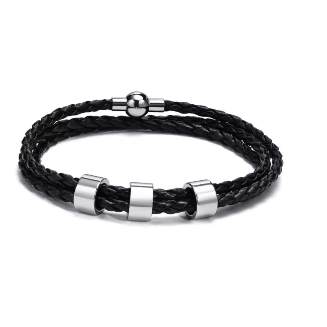 NAMVIO – Flätad herrarmband med individuella namnkulor