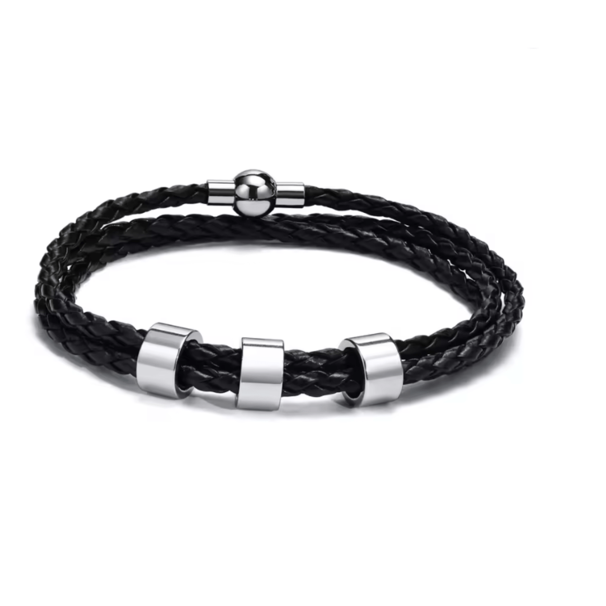 NAMVIO – Flätad herrarmband med individuella namnkulor