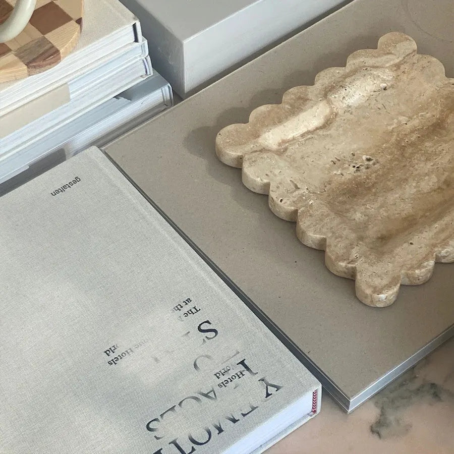 Naturstensdekorerande displayfat - Kvadratisk 20cm Estetisk