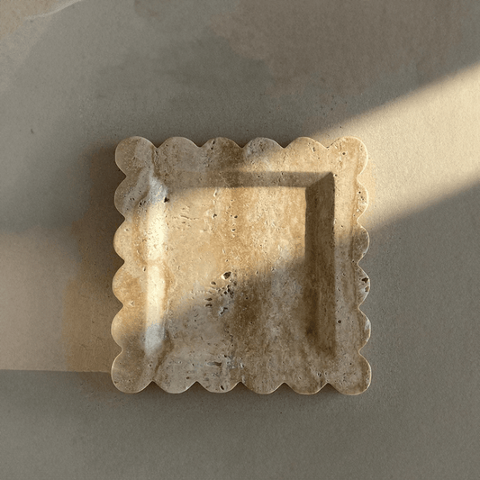Naturstensdekorerande displayfat - Kvadratisk 20cm Estetisk