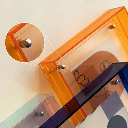 Flytande akryl bildram med livlig genomskinlig design