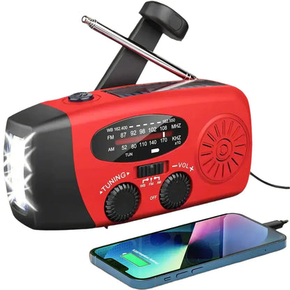 Nödsituation solradio med vev – Bärbart dynamoradio med powerbank och LED-ficklampa