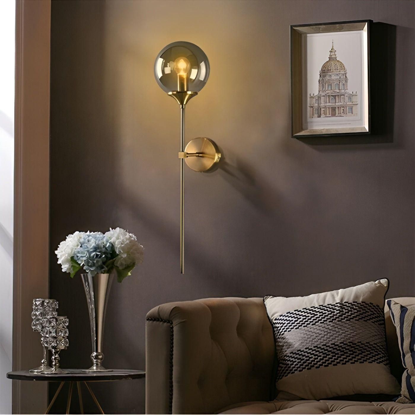 GlassGleam Lampa - Nordisk Guld Inomhus Glasboll Vägglampa