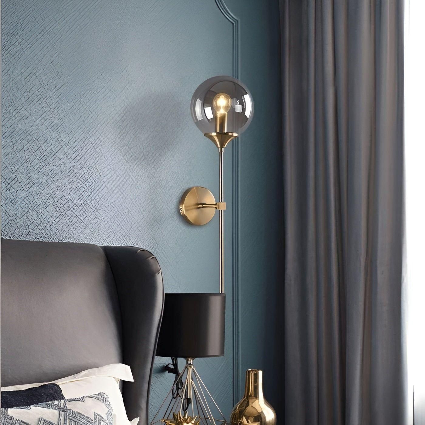 GlassGleam Lampa - Nordisk Guld Inomhus Glasboll Vägglampa