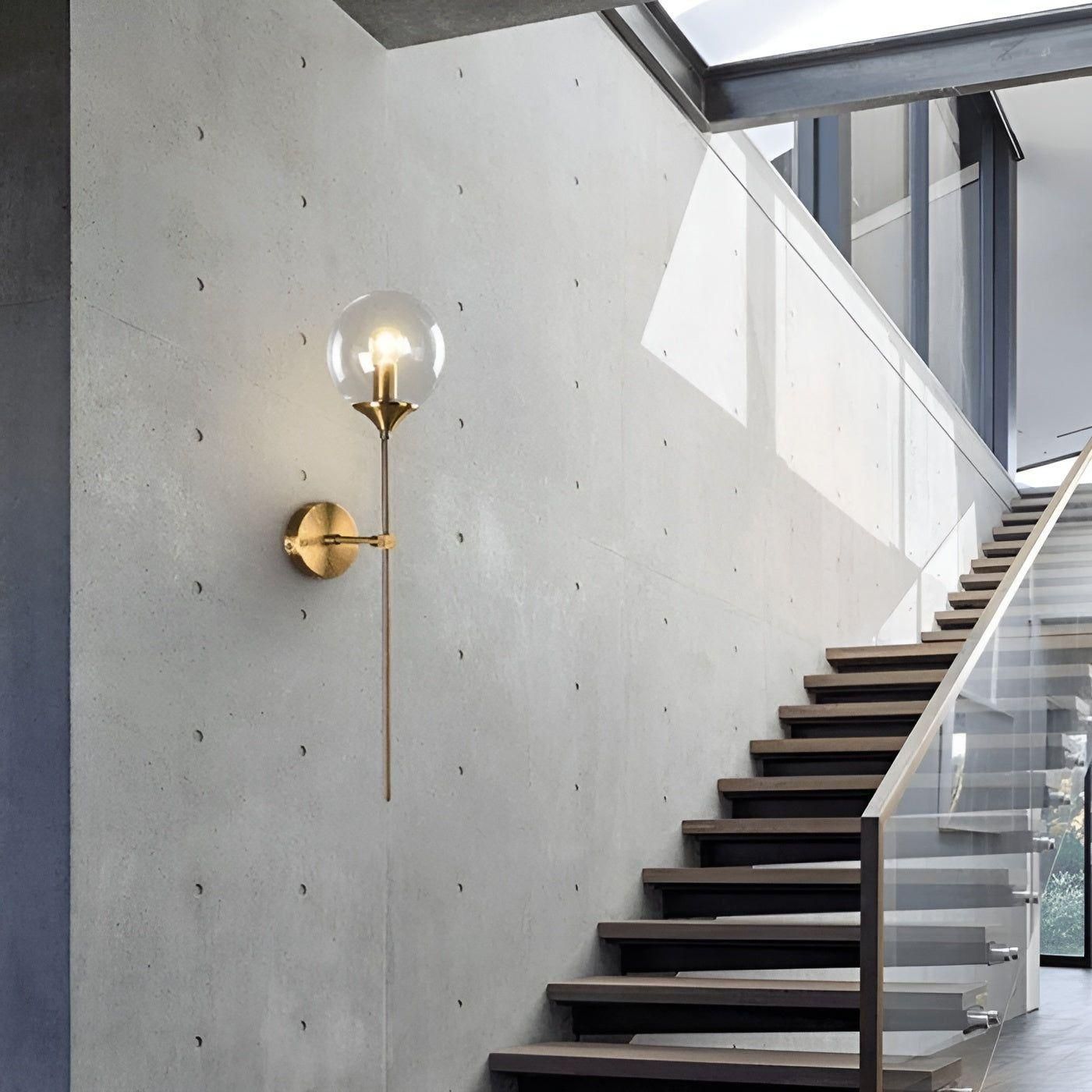 GlassGleam Lampa - Nordisk Guld Inomhus Glasboll Vägglampa