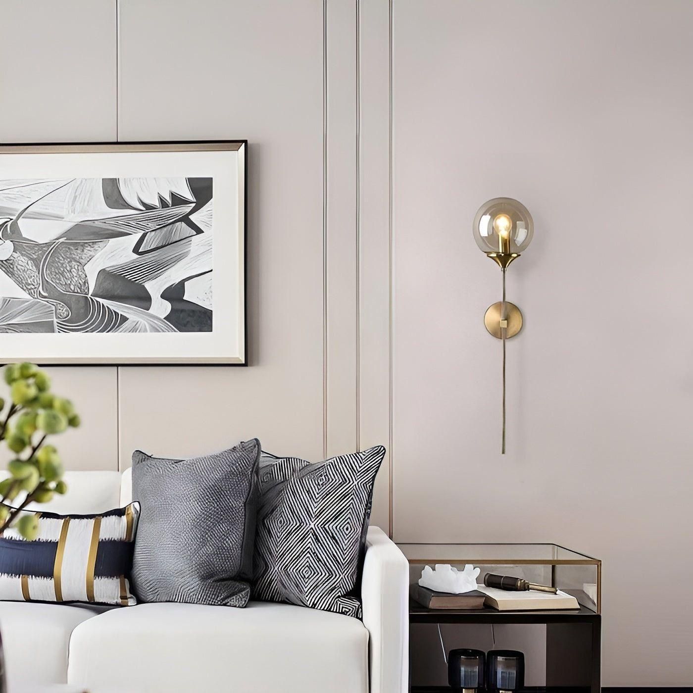 GlassGleam Lampa - Nordisk Guld Inomhus Glasboll Vägglampa