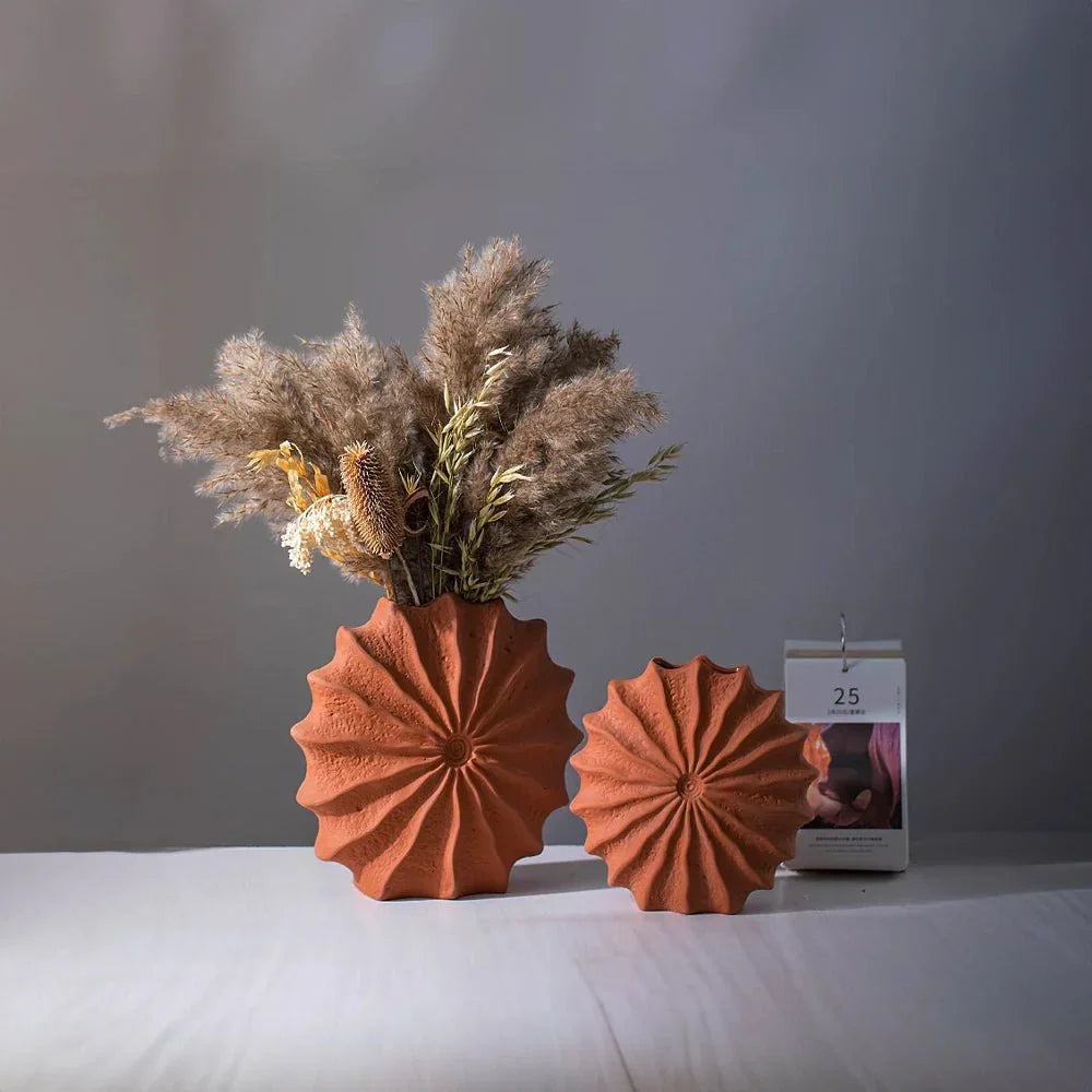 Nordisk Minimalistisk Röd Keramisk Vas för Elegant Heminredning