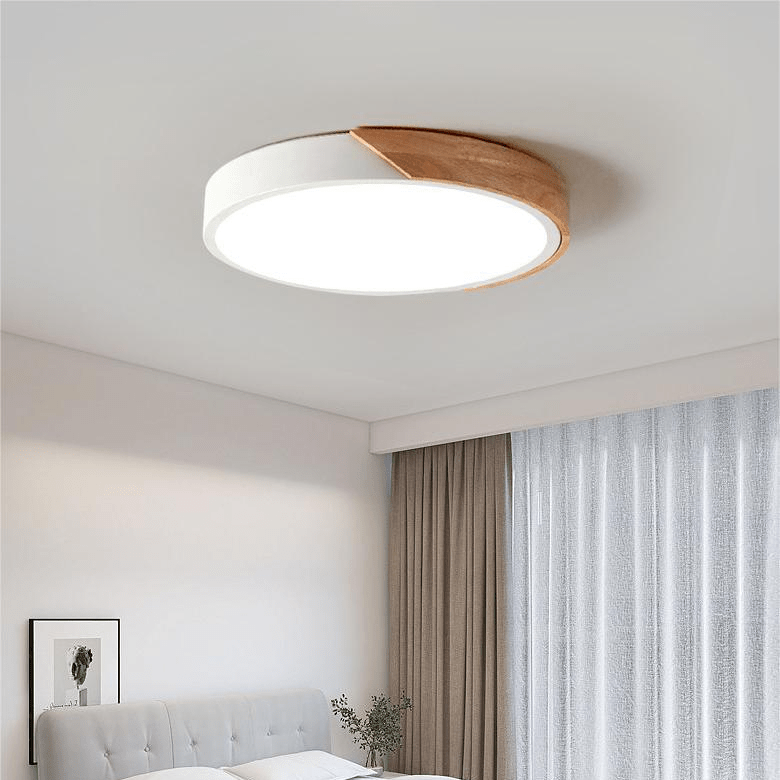 MACROLUME – Nordisk trä-macaron-LED-taklampa för mysig atmosfär