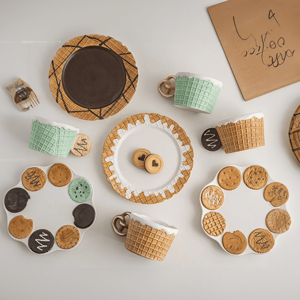 Nyhet Kaka Form Kopp &amp; Tallrik Set - Miljövänlig Keramik