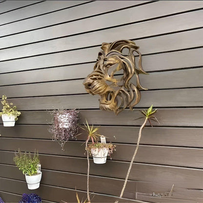 Golden Roar - Exquisite Guldpläterad Hartz Lejonhuvud Väggmonterad Skulptur