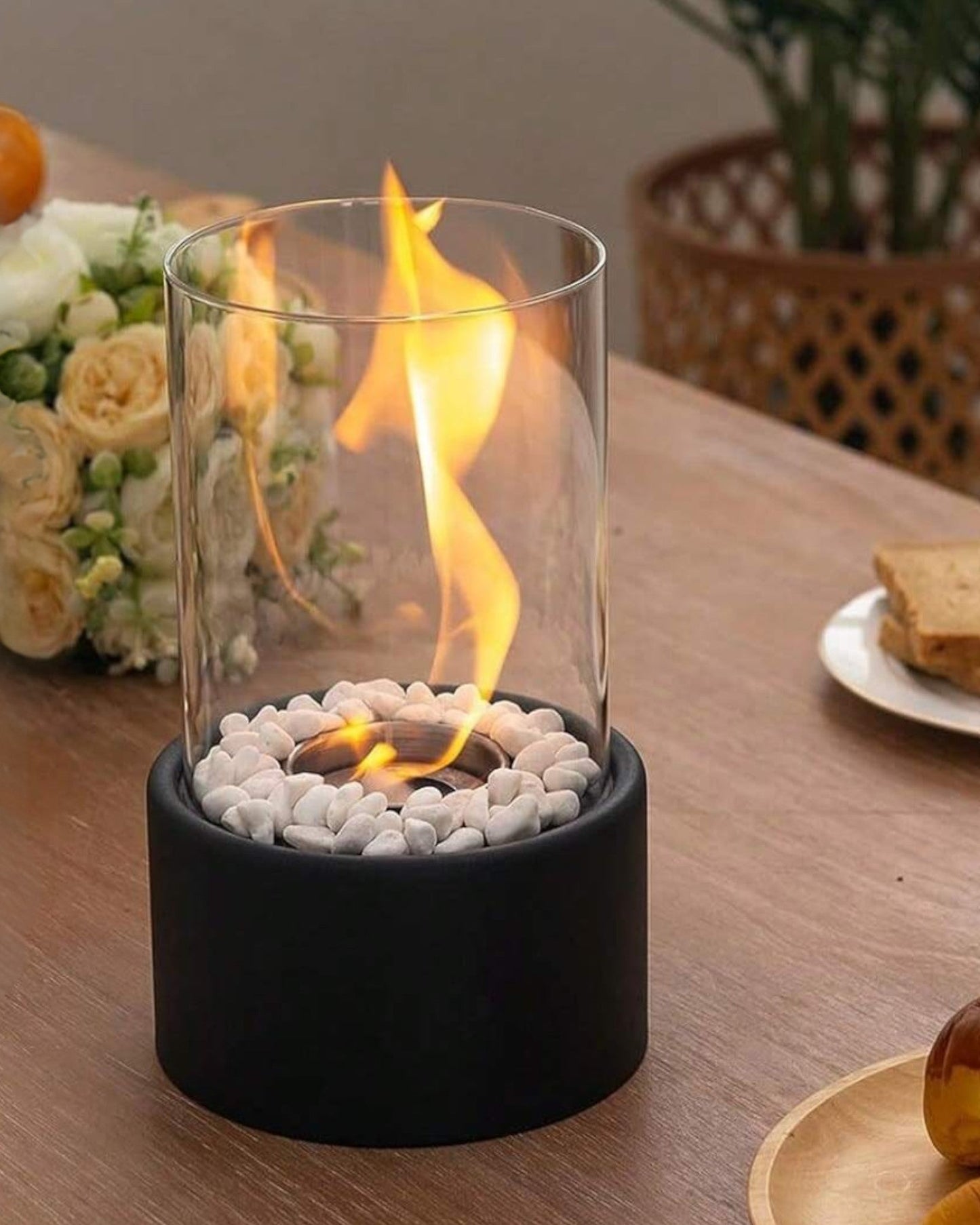 Carvallo – Elegant Oljelampa av Metall och Glas med Öppen Låga