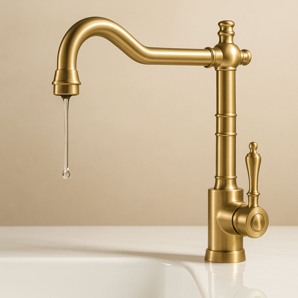 ORNAVIA – Guld köksblandare med svängbar utloppsränna &amp; vintage-design