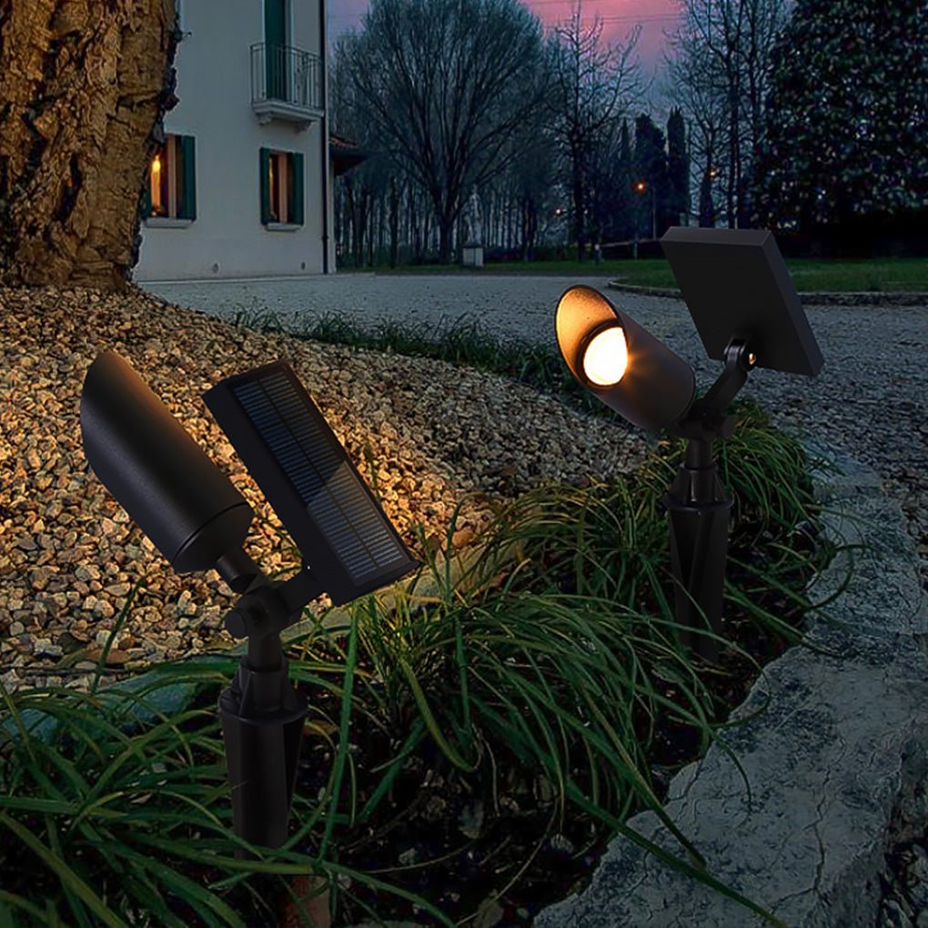 Trädgård Solar LED Landskaps Spotlights Svart