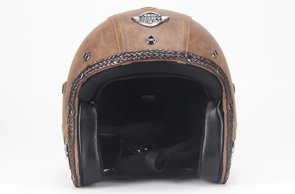 Royaleva Retro Vintage Motorcykelhjälm Öppen Ansikte Med Goggle Mask