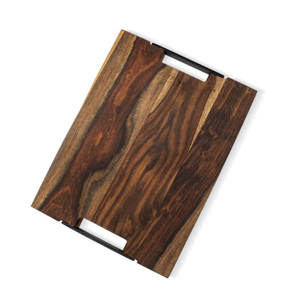 Pure Rosewood Serveringsbräda med dubbla metallhandtag 40 x 30 cm – Elegant &amp; Mångsidig från OVAL Kitchenware