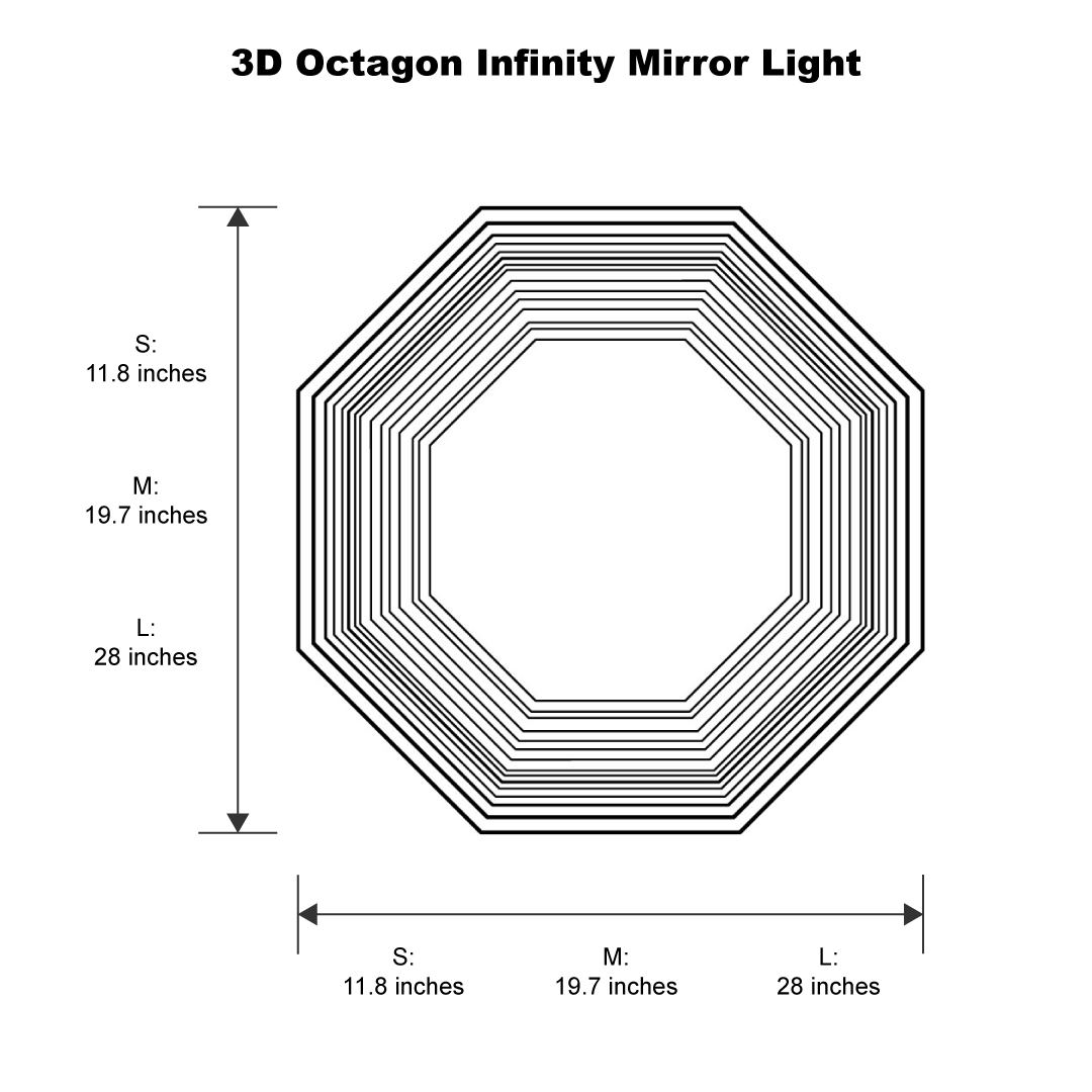 Octagon 3D Infinity Spegel Vägglampa