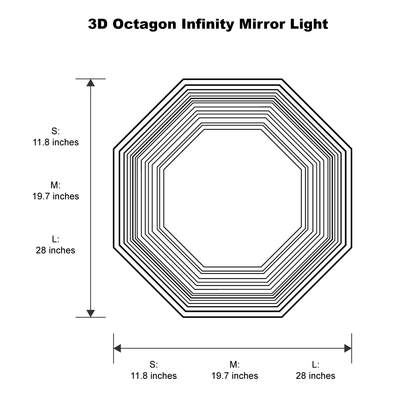 Octagon 3D Infinity Spegel Vägglampa
