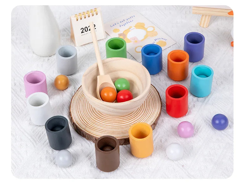 Montessori sorterings- och färgigenkänning träuppsättning