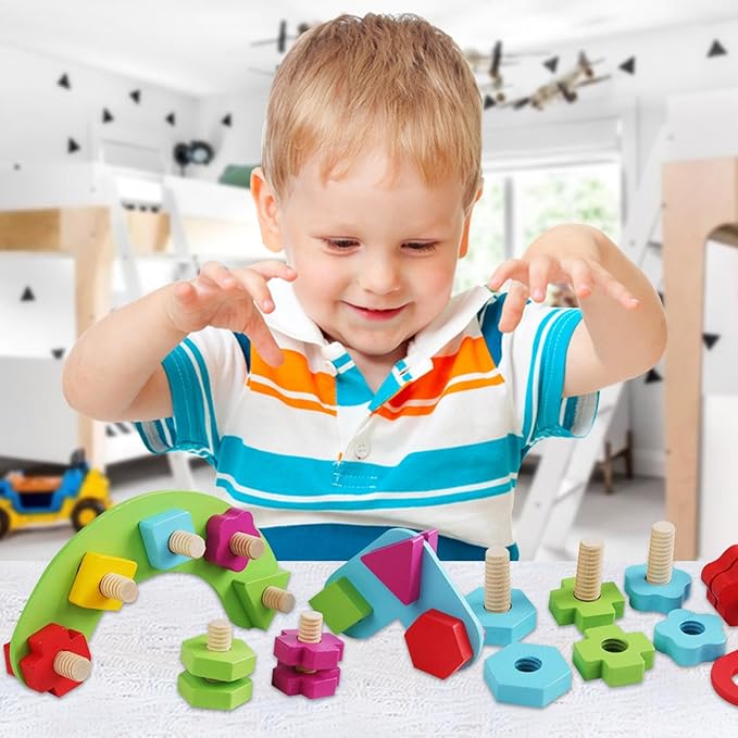 Montessori Skruvar och Bultar Träleksak