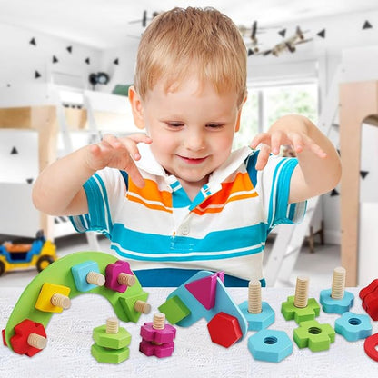 Montessori Skruvar och Bultar Träleksak