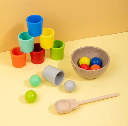 Montessori sorterings- och färgigenkänning träuppsättning