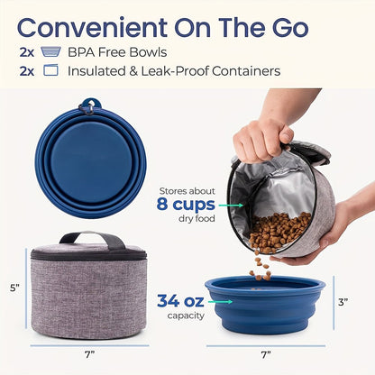 PAW BAG OUTDOOR – Vattentät hundreseransryggsäck med vikbara skålar &amp; förvaringsutrymme