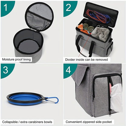 PAW BAG OUTDOOR – Vattentät hundreseransryggsäck med vikbara skålar &amp; förvaringsutrymme