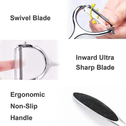 PeelPro – Ergonomisk grönsaksskalare i rostfritt stål för frukt och grönsaker