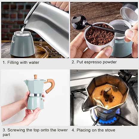 Carvallo Perkomio Espressokocher | Klassisk perkolator | För hemmet & på språng | 150 ml / 300 ml