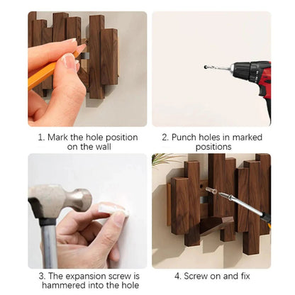 Piano Väggkrok - Fällbar Massivträ-Klädhängare i minimalistisk Pianoklav-design