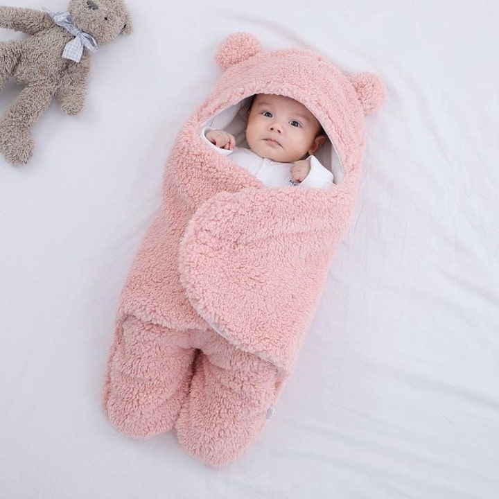 Babyfilt Fleeceomslag med Huva Design