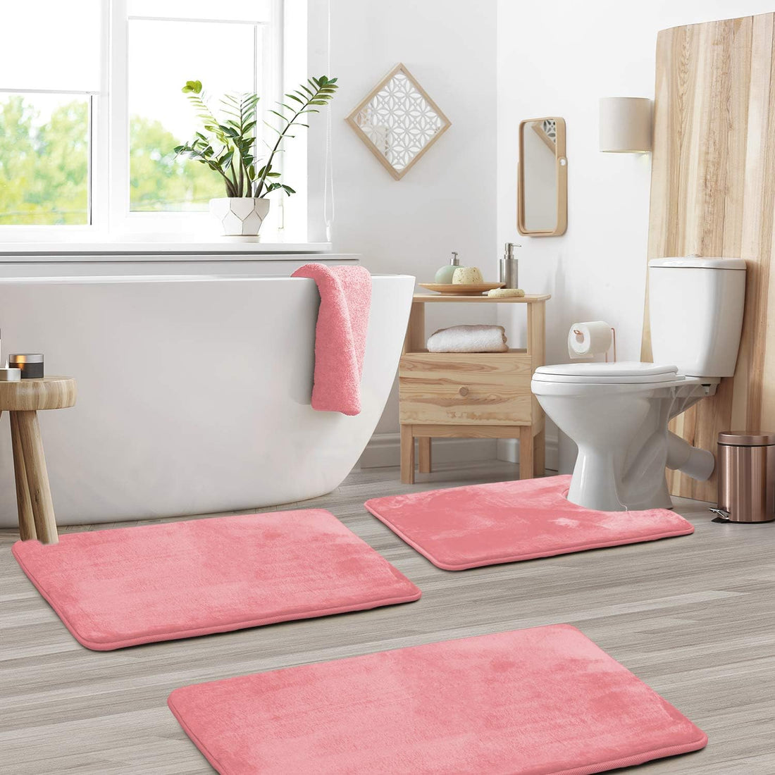 Ultra Soft Velvet Memory Foam Badmattsätt – 3PCS Lyxiga Badrumsmattor